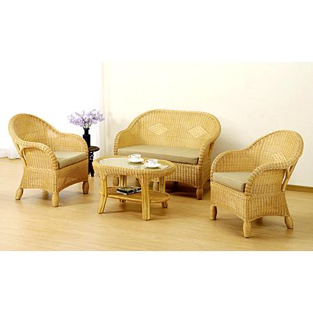 ラタンテーブル 籐家具 オーバル ガラス天板 幅79cm : リビングート