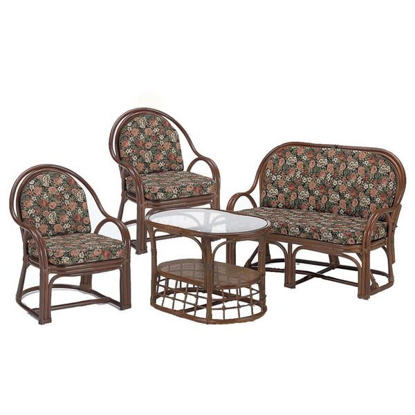 今枝商店 籐 アームチェア・ソファ・テーブル リビング4点セット