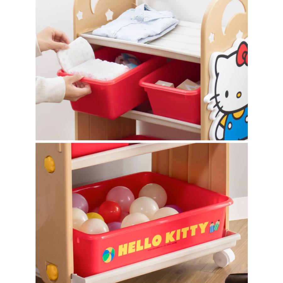 錦化成 おもちゃ 収納ラック 3段 ハローキティ トイ・ステーション