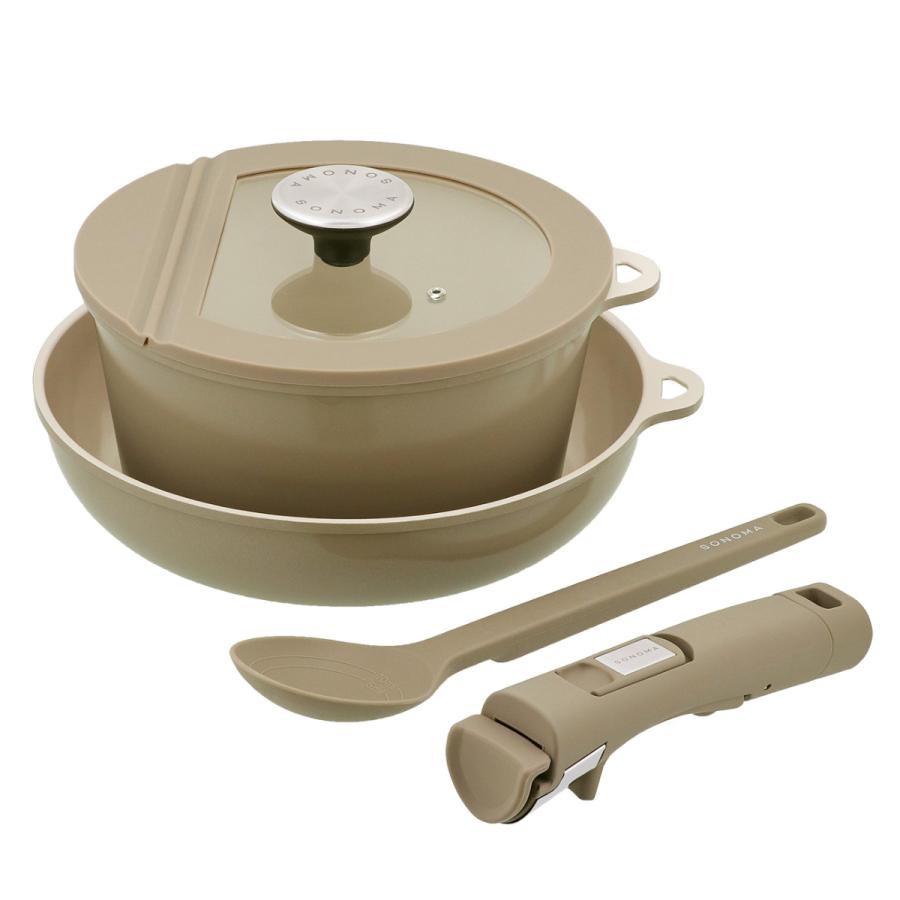 SONOMA フライパン 5点セット フライパン ポット 5点セット IH対応 SONOMA 着脱ハンドル ガラス蓋