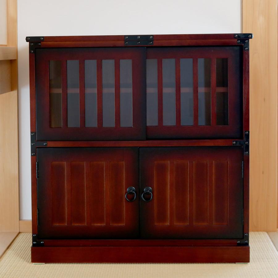 クロシオ 水屋 民芸調 桐製 和風キャビネット 幅57cm ( 水屋 クロシオ 水屋 民芸調 桐製 和風キャビネット 幅57cm ( 水屋