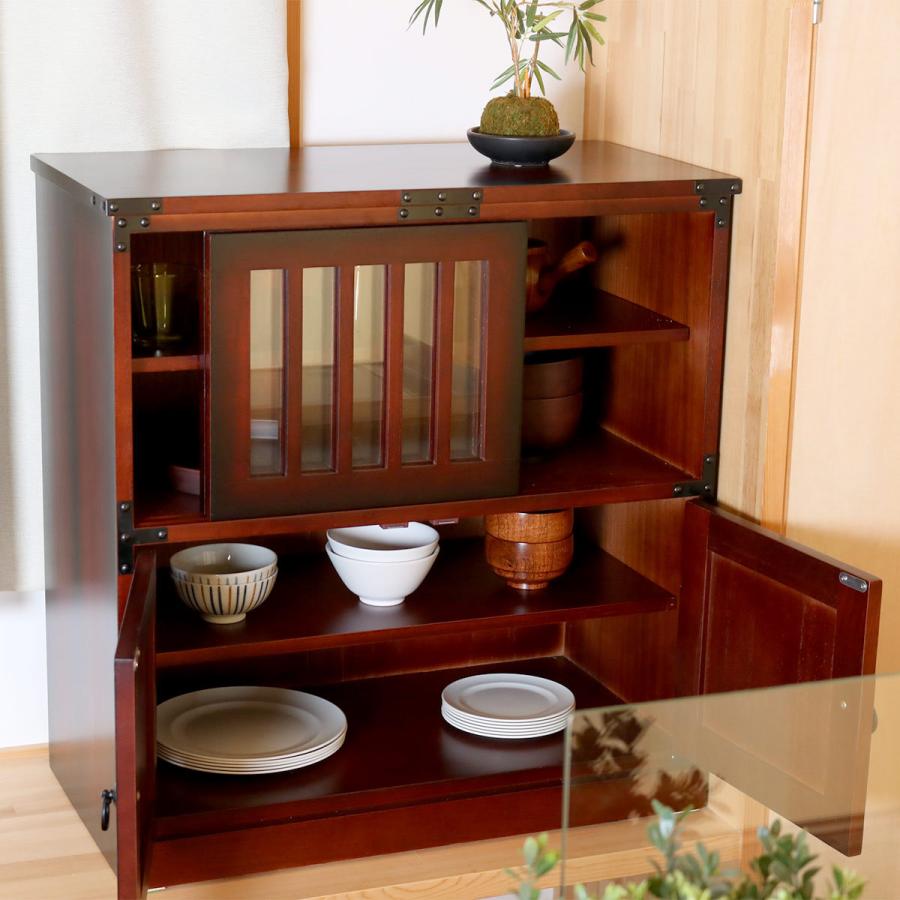クロシオ 水屋 民芸調 桐製 和風キャビネット 幅57cm ( 水屋 クロシオ 水屋 民芸調 桐製 和風キャビネット 幅57cm ( 水屋