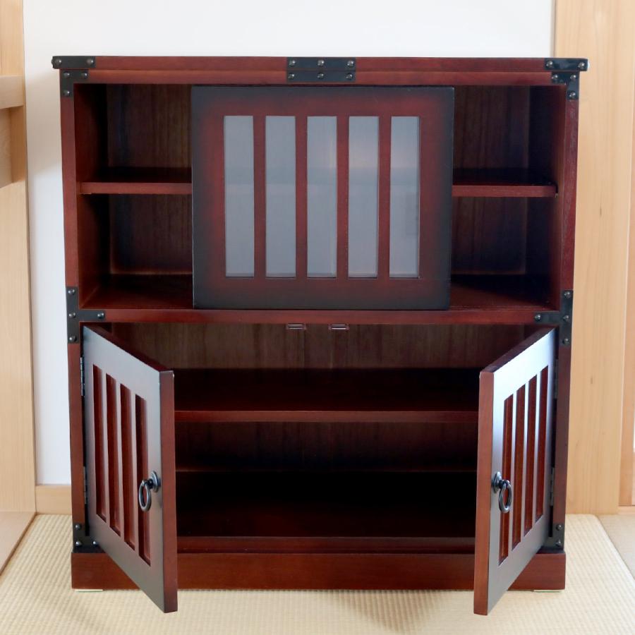 クロシオ 水屋 民芸調 桐製 和風キャビネット 幅57cm ( 水屋 クロシオ 水屋 民芸調 桐製 和風キャビネット 幅57cm ( 水屋