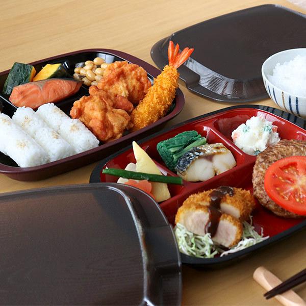 ランチプレート フタ付き 家弁 HAKOYA 弁当箱 木目 700ml 食器 ワンプレート 仕切り皿 プラスチック 日本製 ( 食洗機対応 電子レンジ対応 蓋付き 作り置き )|リビングート PayPayモール店|04