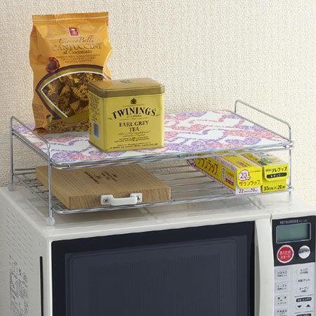 ♪ハートをあしらった可愛いデザインのレンジラック♪ □在庫限り・入荷なし□ レンジ上ラック キッチン収納棚 ハート 強化
