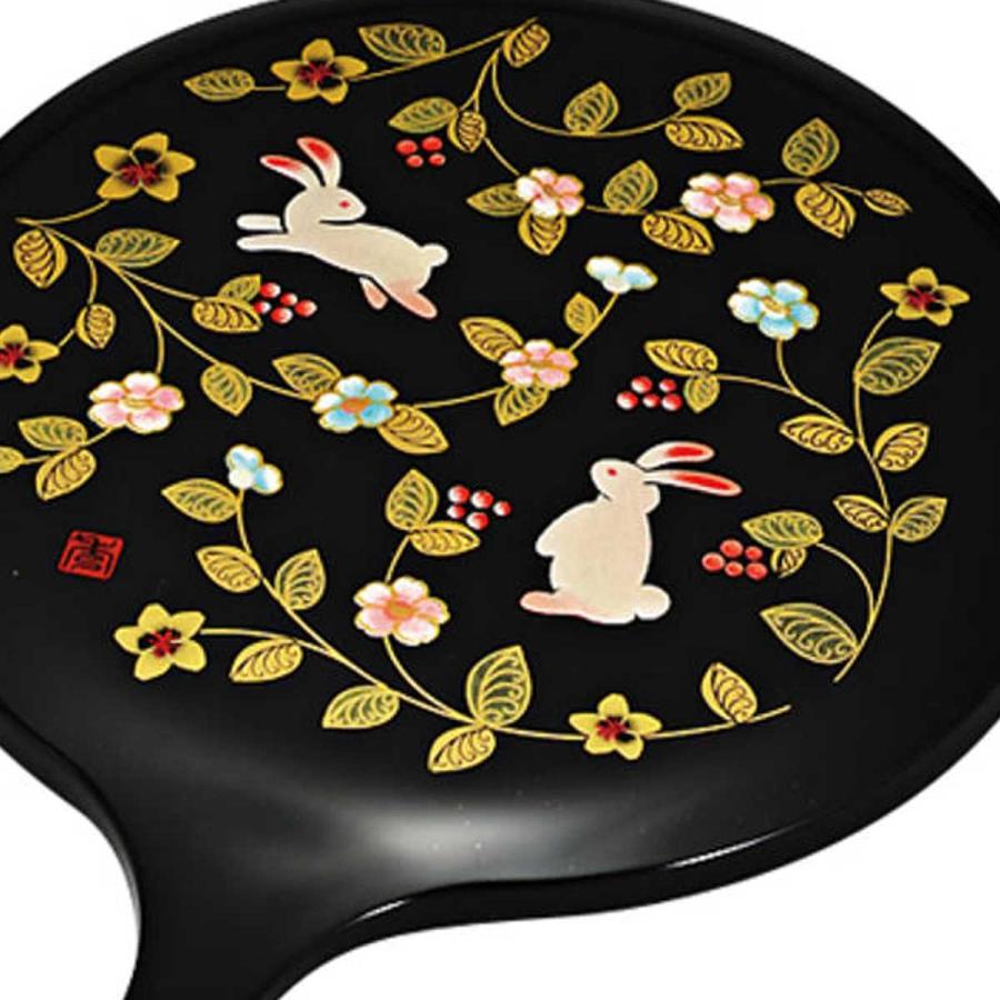 手鏡 花の小路 山中塗 和風 （ 和柄 ミラー かがみ 鏡 ハンドミラー