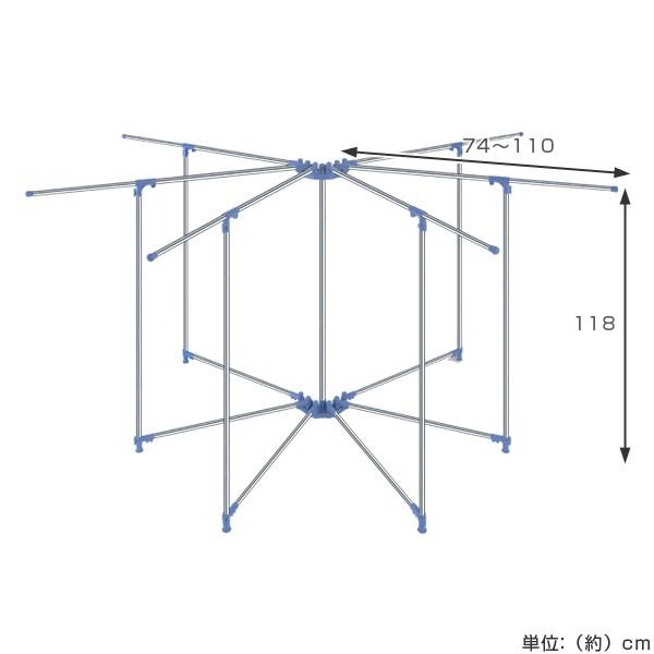 コンパクト扇型ふとんほし　6枚干しタイプ　伸縮アーム付き （ 布団干し ステンレス 伸縮 ）｜livingut｜03