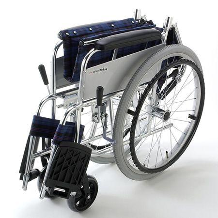□在庫限り・入荷なし□アルミ製車いす ノーパンクタイヤ ネイビー
