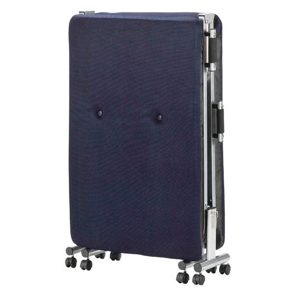 ロビン　ワンタッチベッド　ネイビー　6段階　キャスター付き 折りたたみベッド ワンタッチベッド スリムタイプ （ ベッドフレーム