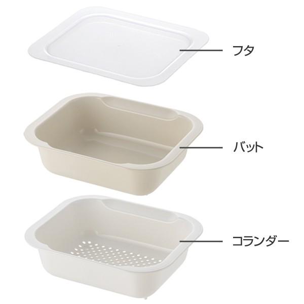 リッチェル（Richell） ザル＆ボウル3点セット M 角型 蓋付き 電子