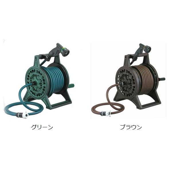 ホースリール 特殊耐圧防藻ホース20m巻 金属製 ブロンズリール