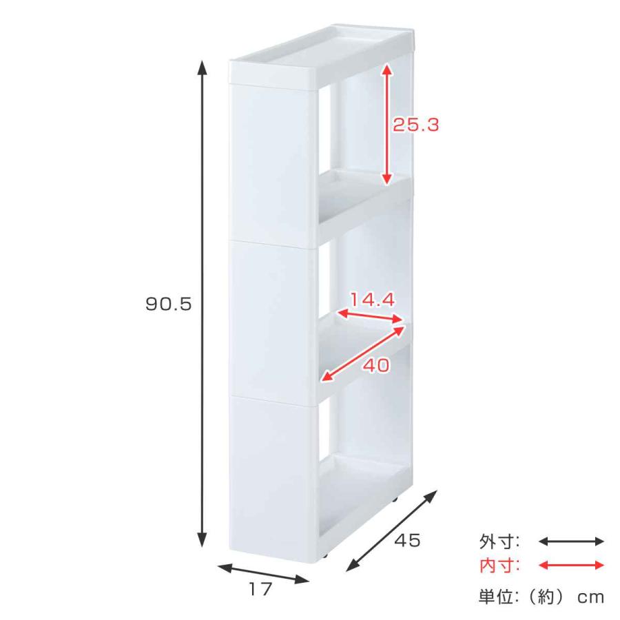 キッチンワゴン サイドオープンワゴン スリム 幅17cm （ キャスター付き スリムストレージ キッチン収納 隙間収納 マルチワゴン キッチンラック スリムワゴン ）｜livingut｜05