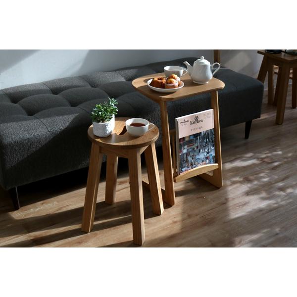 スツール 2脚セット 座面高46cm 丸型 天然木 木製 オーク材 スツール 2脚セット 座面高46cm 丸型 天然木 木製 オーク材
