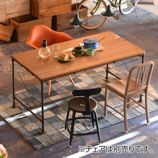 ダイニングテーブル スチールフレーム 天然木天板 幅154cm （ テーブル