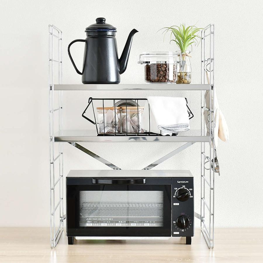 ステンレススチール トースター 2段ラック付き キッチンラック ダブルフレーム トースターラック 幅45cm 2段
