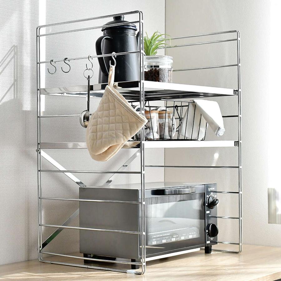 キッチンラック ダブルフレーム トースターラック 幅45cm 2段