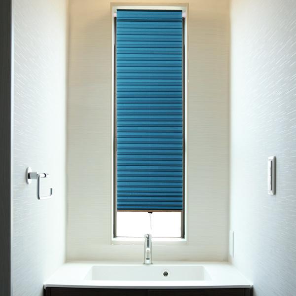 3点】小窓ハニカムシェード 59×90cm ネイビーブルー つっぱり棒付 他