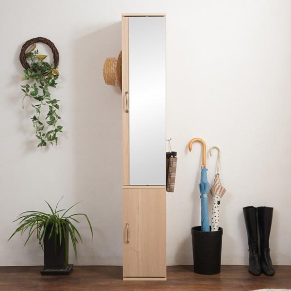 シューズラック 木製 ミラー付 ナチュラルテイスト 幅27cm ( 鏡 シューズラック 木製 ミラー付 ナチュラルテイスト 幅27cm ( 鏡