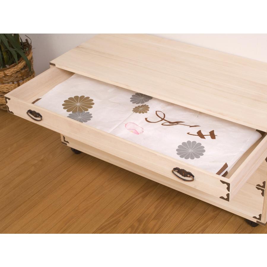桐チェスト 幅99.5cm 3段 隅金具 キャスター付 （ 桐たんす 桐 タンス