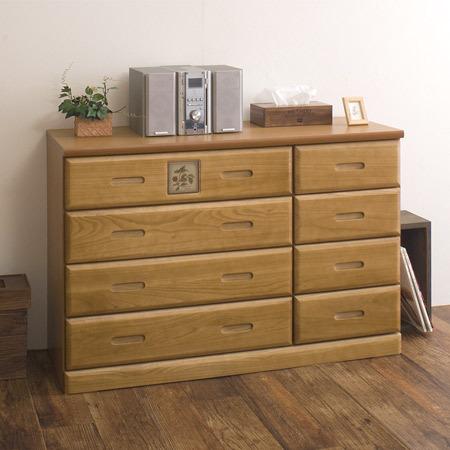 桐チェスト タイル付き 幅114cm ロータイプ （ ローチェスト タンス