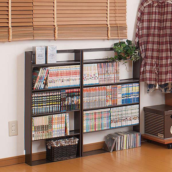薄型 壁面収納 ミニコミックラック 幅59cm （ 本棚 オープンラック