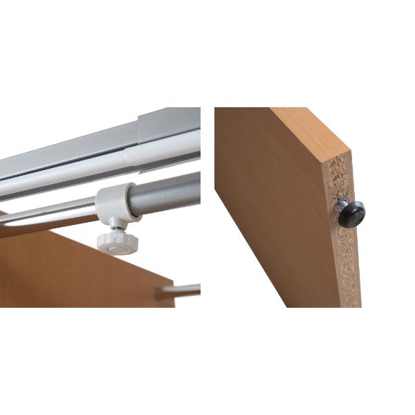 伸縮クローゼット 幅128-205cm ハンガーラック 上棚・カーテン付 日本