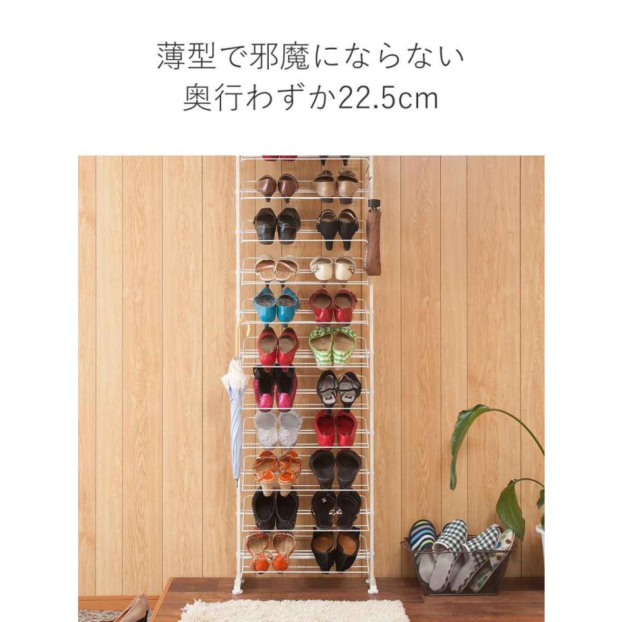 突っ張り シューズラック 幅53cm 薄型 ホワイト 日本製 見せる 突っ張り シューズラック 幅53cm 薄型 ホワイト 日本製 見せる