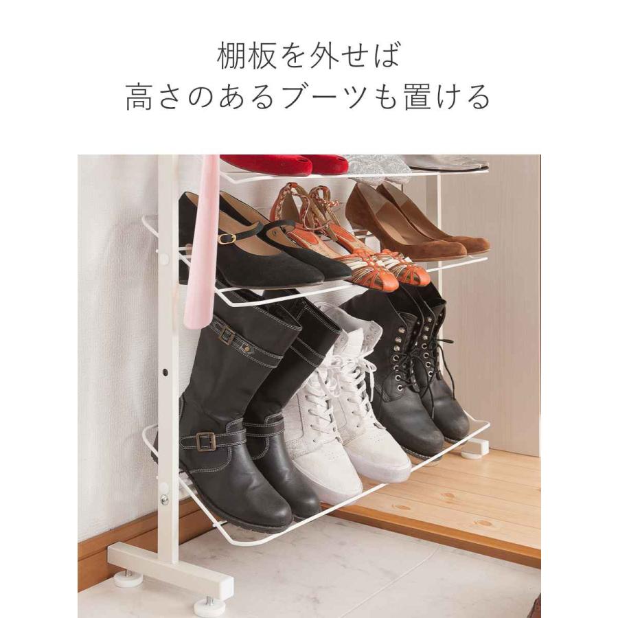 突っ張り シューズラック 幅75cm 薄型 ホワイト 日本製 見せる 突っ張り シューズラック 幅75cm 薄型 ホワイト 日本製 見せる