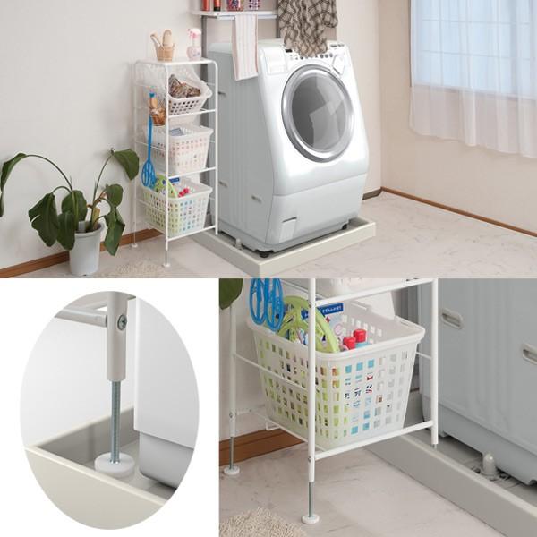 キャスター付き バスケットワゴン 4段 天板無し （ ランドリーワゴン