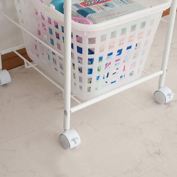 キャスター付き バスケットワゴン 3段 天板付き （ ランドリーワゴン