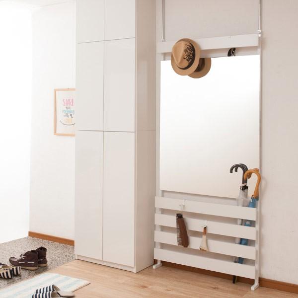 ミラー 鏡 突っ張り 立体ミラーラック 幅80cm 通常タイプ ラダーラック