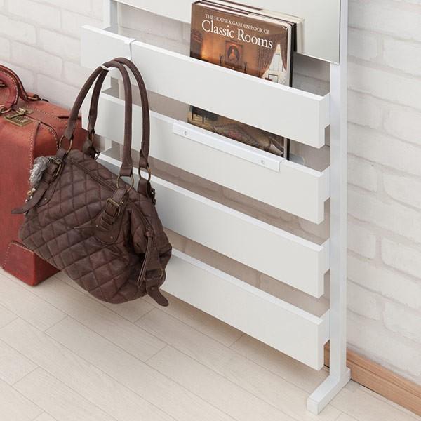 ミラー 鏡 突っ張り 立体ミラーラック 幅60cm ハイタイプ ラダーラック