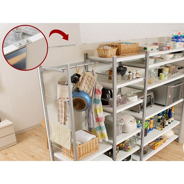 ハンガーラック 間仕切りラック 背面ミラーパネル 幅60cm （ 衣類収納