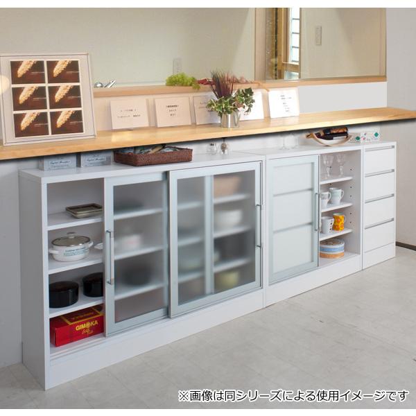 カウンター下収納 キャビネット ガラス引戸 アルミ枠 幅118cm カウンター下収納 キャビネット ガラス引戸 アルミ枠 幅118cm