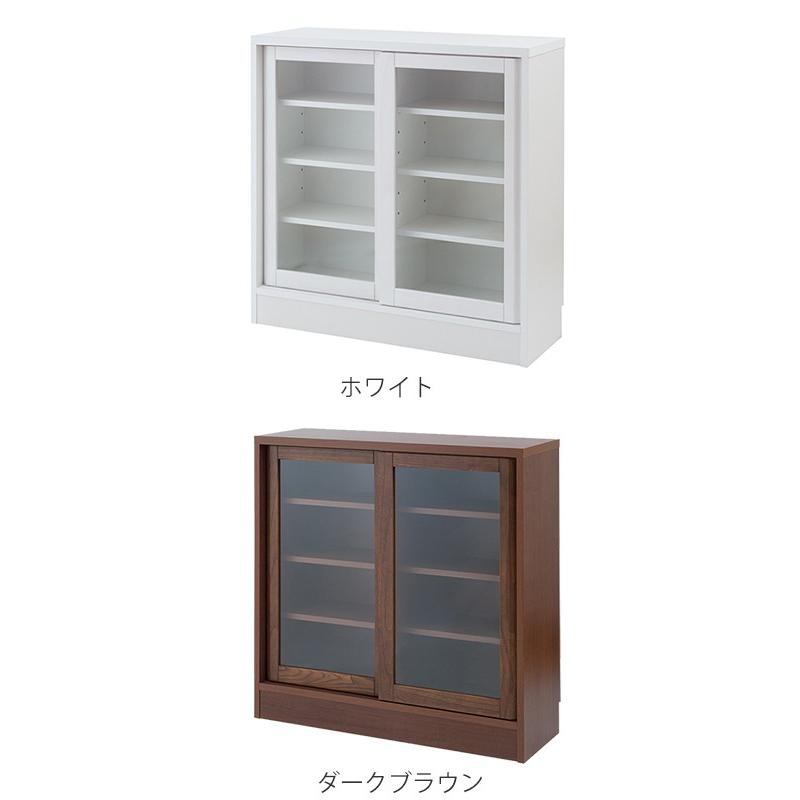 カウンター下収納 ガラス引き戸 シンプルデザイン 約幅91cm