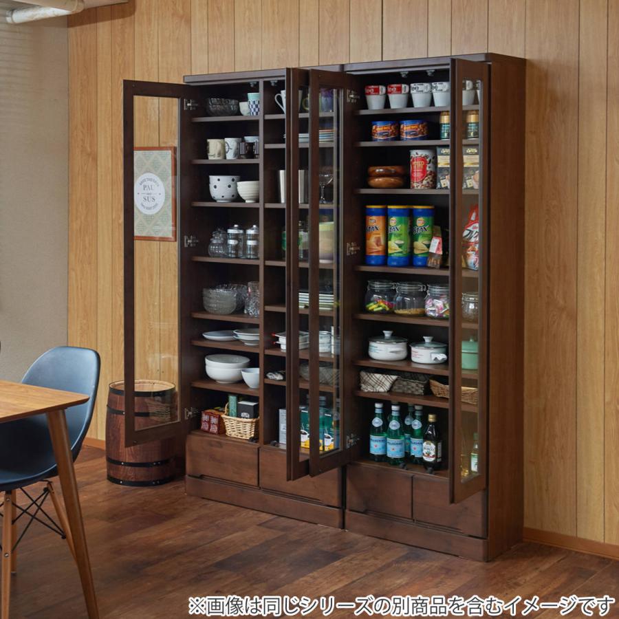 食器棚 カップボード 天然木 幅80cm 薄型ハイタイプ 完成品 （ 食器 