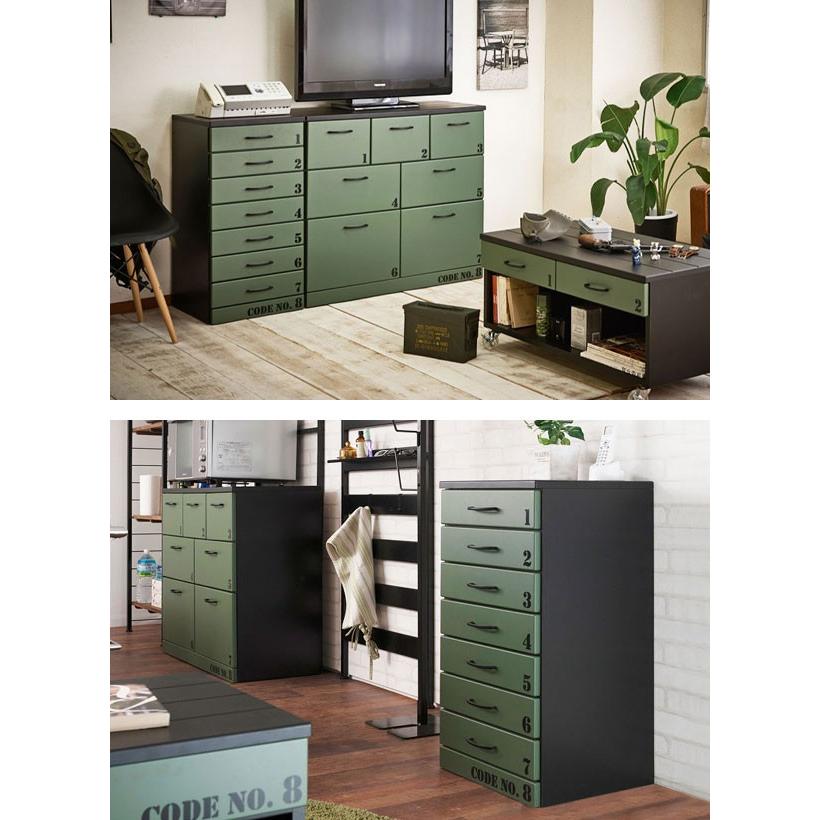 □在庫限り・入荷なし□ チェスト 7段 ミリタリー調 オリーブ