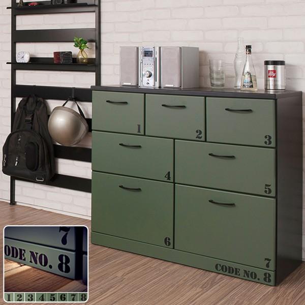 □在庫限り・入荷なし□ チェスト 3段 ミリタリー調 オリーブグリーン