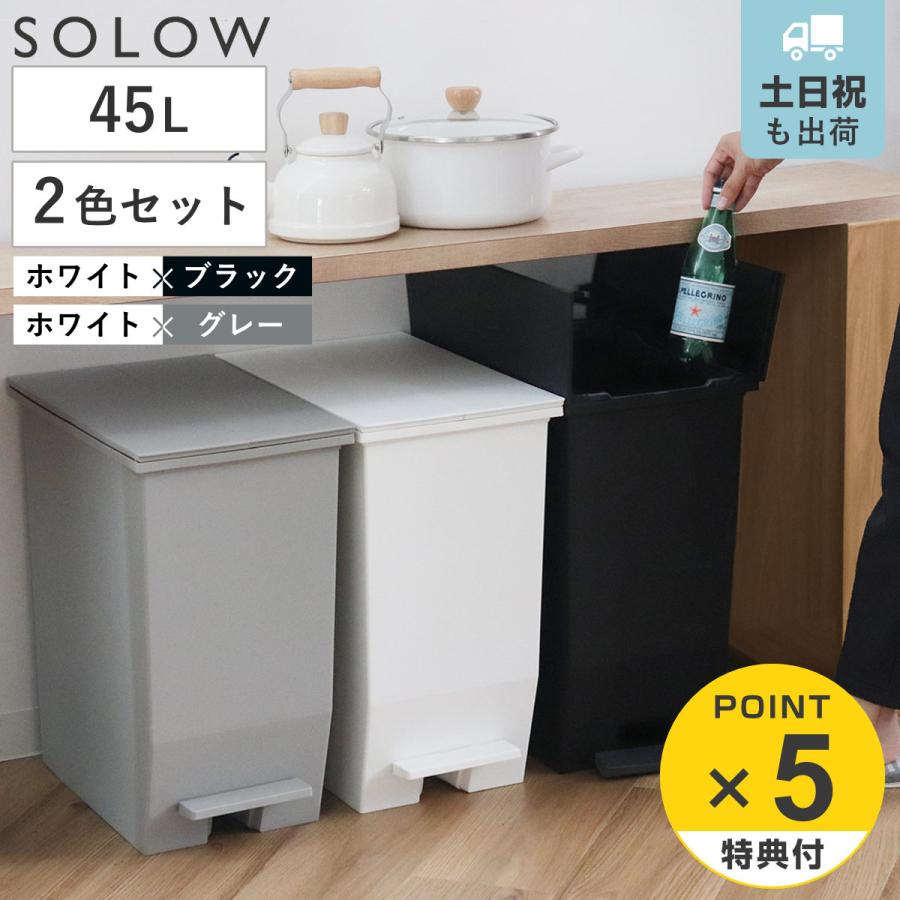 ゴミ箱SOLOW45L ごみ箱 3個セット RISU（家具、インテリア） 特典付き ゴミ箱 45L SOLOW ペダル