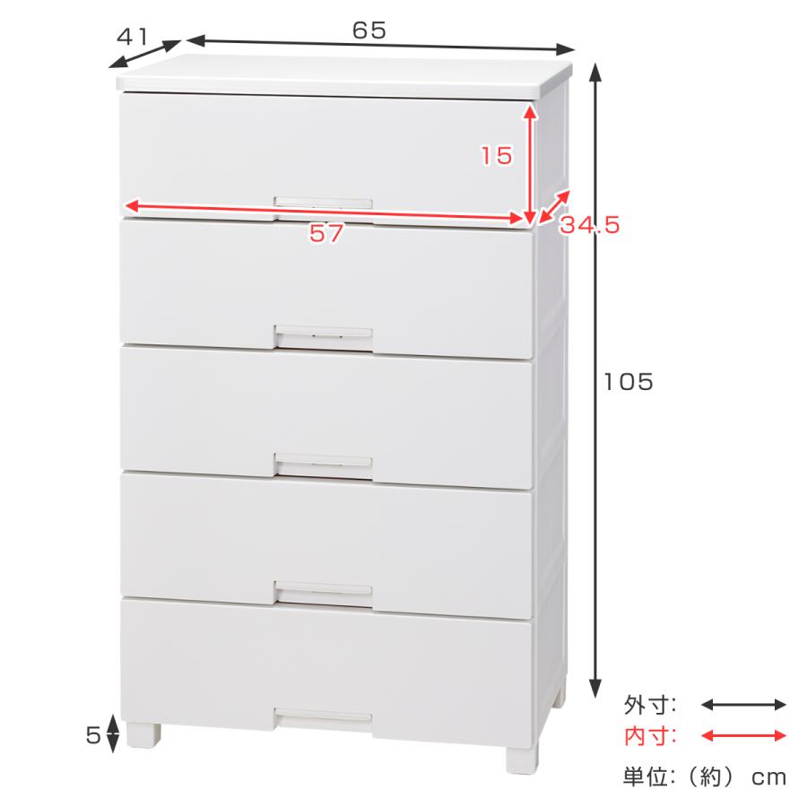 Fits チェスト キャスター付き フィッツチェスト 6505 5段 （ タンス
