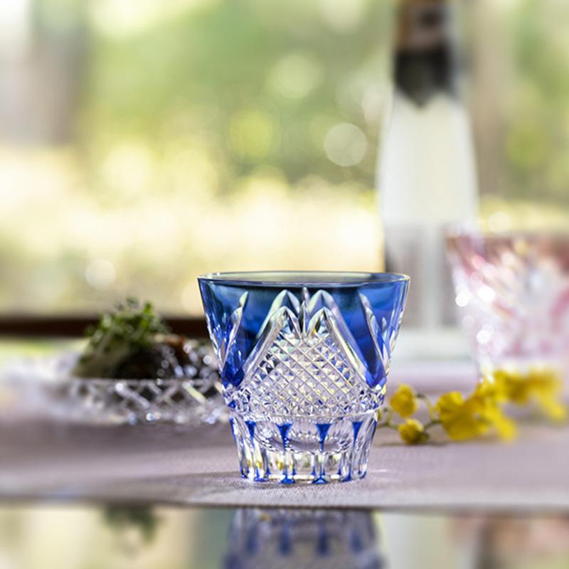 江戸切子 カガミクリスタル 冷酒杯 冷酒グラス KAGAMI CRYSTAL 富士 青