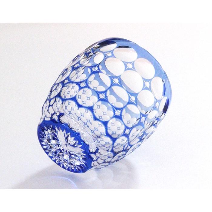 江戸切子 カガミクリスタル ロックグラス KAGAMI CRYSTAL タンブラー 紫陽花 木箱入り T727-2684-CCB 伝統工芸士 鍋谷聰氏作 優良配送の画像