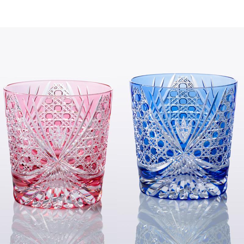 江戸切子 カガミクリスタル ロックグラス KAGAMI CRYSTAL ペア ＜襷