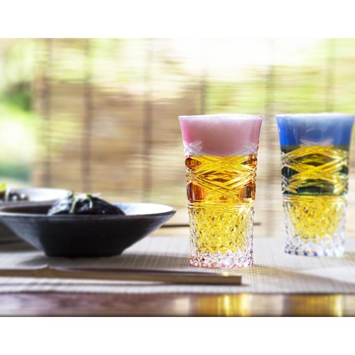 江戸切子 カガミクリスタル KAGAMI CRYSTAL ペア一口ビール