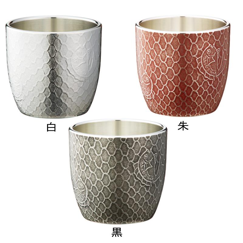 大阪錫器 和酒器 ぐい呑み 鯛網 黒 tai-k ぐい呑み 桐箱入り 2個のご注文でペア箱入りも可能です。（色違いも可）の画像