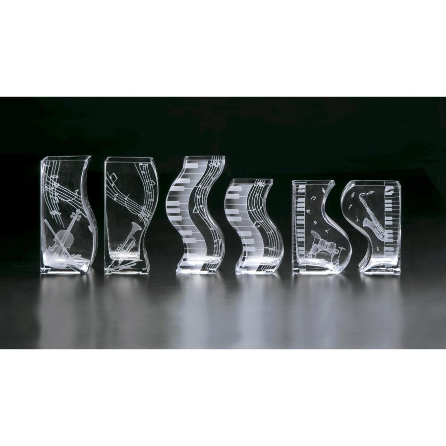 大塚ガラス ミュージックサンドブラスト ウェーブ・鍵盤 花瓶 ベース 44S038 化粧箱入りの画像