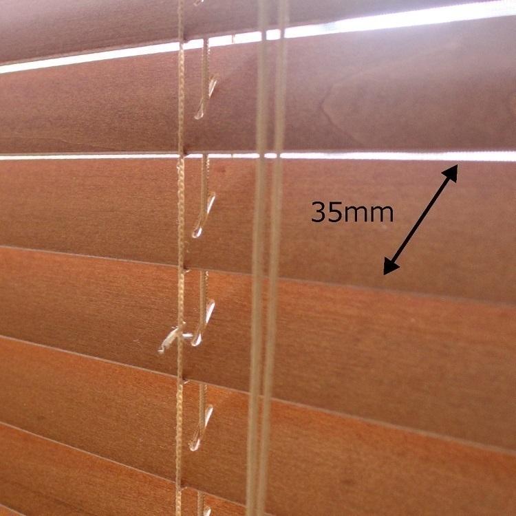 ブラインドカーテン ブラインド 木製 ウッドブラインド 木 紐 安い オーダー 遮光 スラット 35mm (幅111〜120cm×高さ31〜150cm) かんたん取付 1年間の保証付き_5