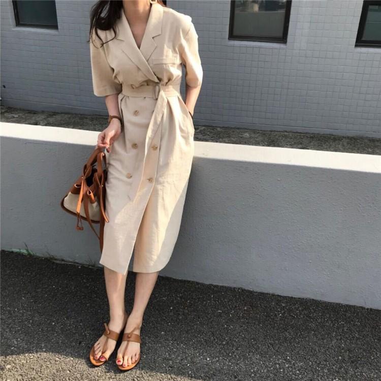 ワンピース コート レディース オシャレ トレンチコート 韓国風 夏 Ol 通勤 ロング丈ワンピース Vネック ワンピ 40代 Lhos135 Lizstore 通販 Yahoo ショッピング