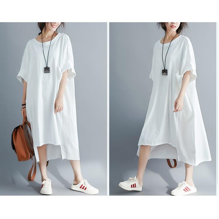 ワンピース レディース オシャレ ロング丈ワンピース 夏 綿麻 黒 白ワンピ 40代 大きいサイズ ロング 通勤 カジュアル Lhos167 Lizstore 通販 Yahoo ショッピング