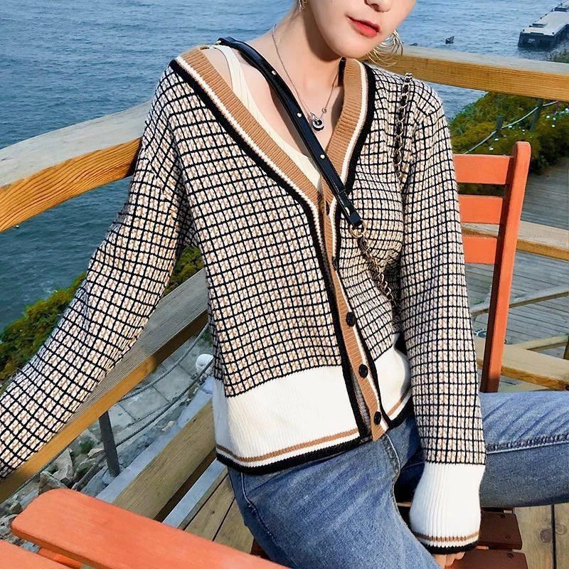 ニットカーディガン レディース 40代 秋冬 チェック柄 ニットカーディガン ショート丈 長袖セーター トップス 通勤 ニットカーディガン 2色 Lk102 Lizstore 通販 Yahoo ショッピング